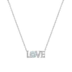 Saffron 1ctw. LOVE Turquoise Moissanite Diamond Pendant Necklace