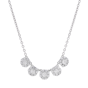 Saffron 3ctw. Moissanite Diamond Floral Cluster Necklace