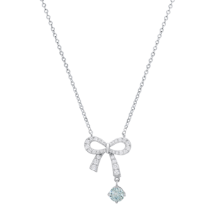 Saffron 0.5ctw. Bow Drop Turquoise Moissanite Diamond Necklace