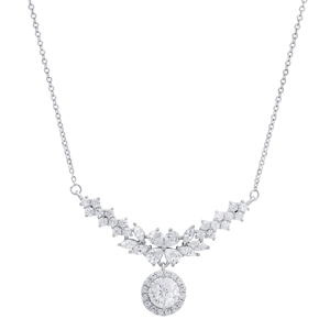 Saffron 3ctw. Moissanite Diamond Floral Drop Necklace