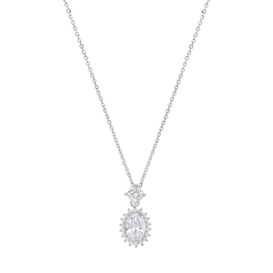 Saffron 2ctw. Moissanite Diamond Oval Halo Drop Necklace