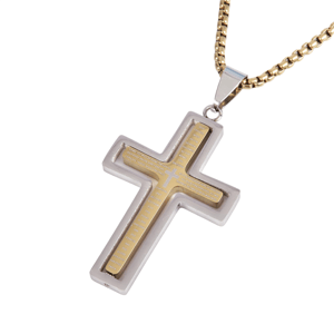 Mens Iron Saints Our Father Prayer Spinner Cross Chain Necklace