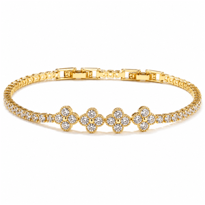 Saffron 18kt. Gold-Plated Gold CZ Flower Bracelet