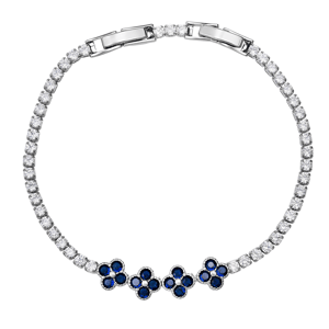 Saffron Blue CZ Blossom Accent Tennis Bracelet