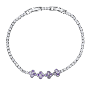 Saffron Violet CZ Blossom Accent Tennis Bracelet