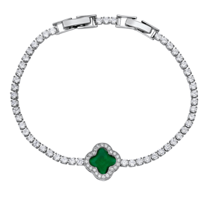 Saffron Green CZ Stone Square Charm Bracelet