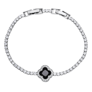 Saffron Black CZ Stone Square Charm Bracelet