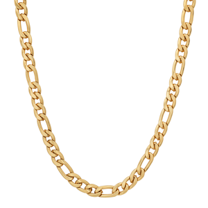 Mens Iron Saints 6mm Figaro Link 18kt. Gold-Plating Necklace