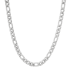 Mens Iron Saints 6mm Figaro Link Silver-Tone Necklace