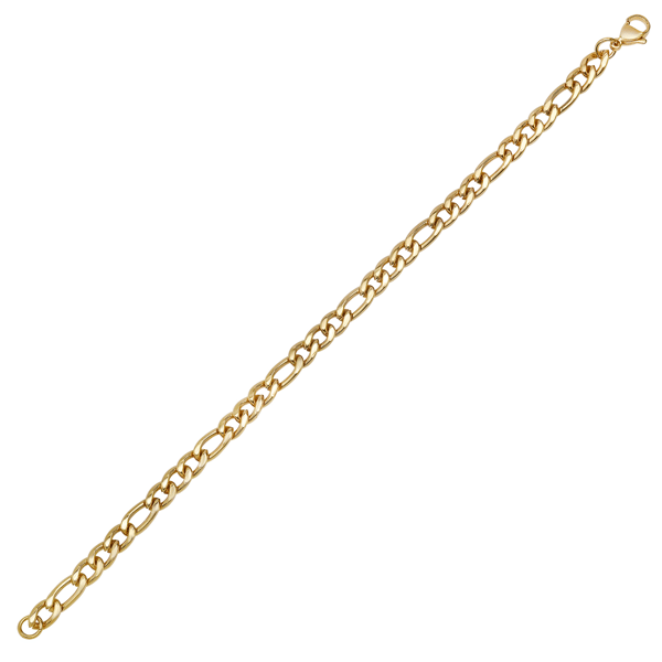 Mens Iron Saints 6mm Figaro Link 18kt. Gold Plating Bracelet