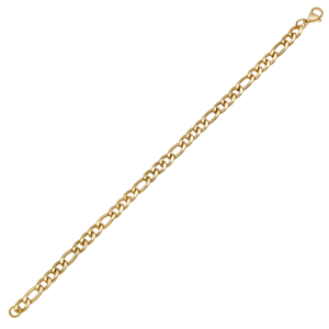 Mens Iron Saints 6mm Figaro Link 18kt. Gold Plating Bracelet