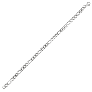 Mens Iron Saints 6mm Figaro Link Silver-Tone Bracelet