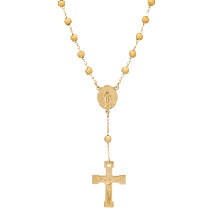 Mens Iron Saints 18kt. Gold-Plated Rosary-Style Cross & Crucifix