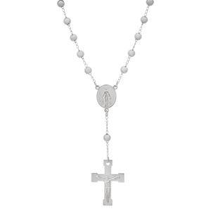 Mens Iron Saints Stainless Steel Rosary-style Cross & Crucifix