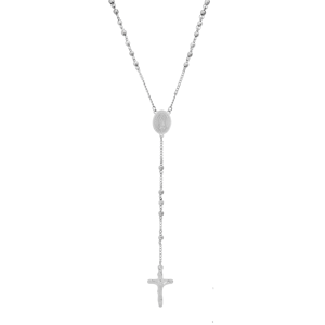 Mens Iron Saints Beaded Rosary with Miraculous Medal & Cross