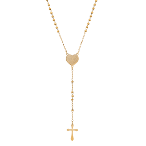 Mens Iron Saints 18kt. Gold-Plated Heart Of Devotion Rosary