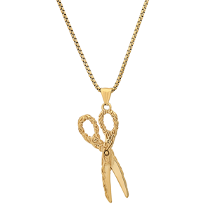 Mens Iron Saints 18kt. Gold-Plated Rope Chain Scissor Pendant