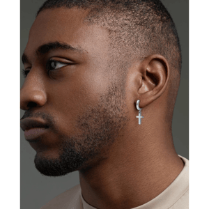 Saffron Silver Tone Stainless Steel Cross Hoop & Stud Earring Set alternate view