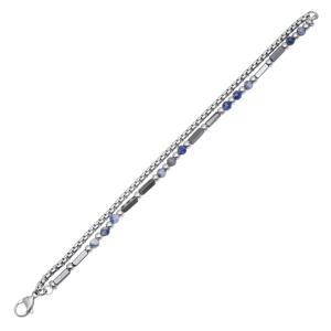 Mens Iron Saints Blue Stone Chain Bracelet