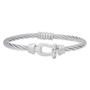 Mens Iron Saints Silver Cable Cuff Bracelet