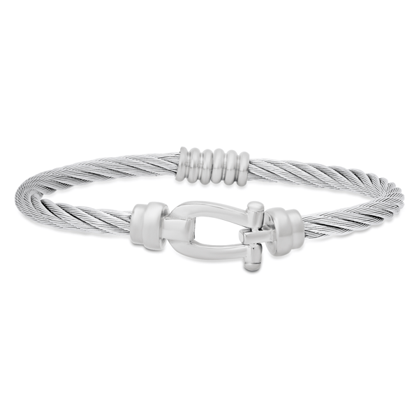 Mens Iron Saints Silver Cable Cuff Bracelet
