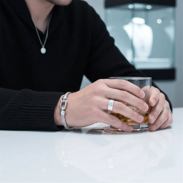 Mens Iron Saints Silver Cable Cuff Bracelet alternate view