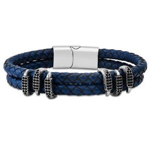 Mens Iron Saints Blue Layer Braided Bracelet