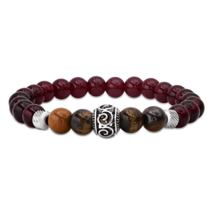 Mens Iron Saints Red Bead Charm Bracelet