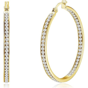 Saffron 18kt. Gold Plating Inside Out 40mm Hoop Earrings