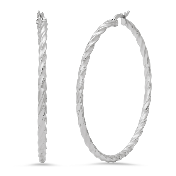 Saffron 50mm Stainless Steel Twisted Hoop Earrings