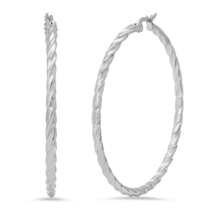 Saffron 50mm Stainless Steel Twisted Hoop Earrings