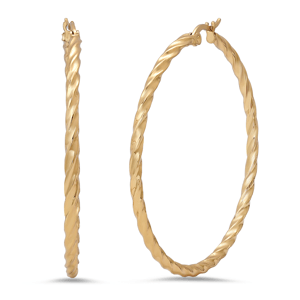 Saffron 50mm 18kt. Gold-Plated Twisted Bottom Hoop Earrings