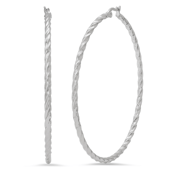 Saffron 60mm Stainless Steel Twisted Hoop Earrings