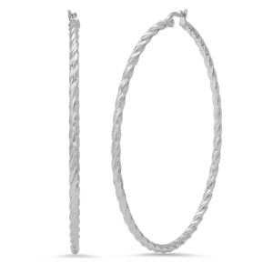 Saffron 60mm Stainless Steel Twisted Hoop Earrings