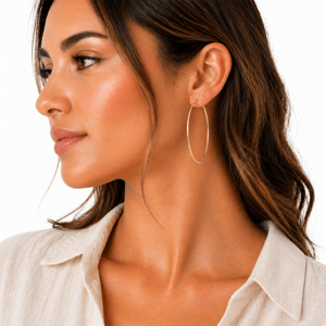 Saffron 40mm 18kt. Gold Polished Flat Bottom Hoop Earrings alternate view