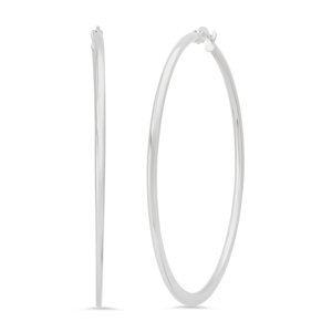 Saffron 60mm Stainless Steel-Polished Flat-Bottom Hoop Earrings