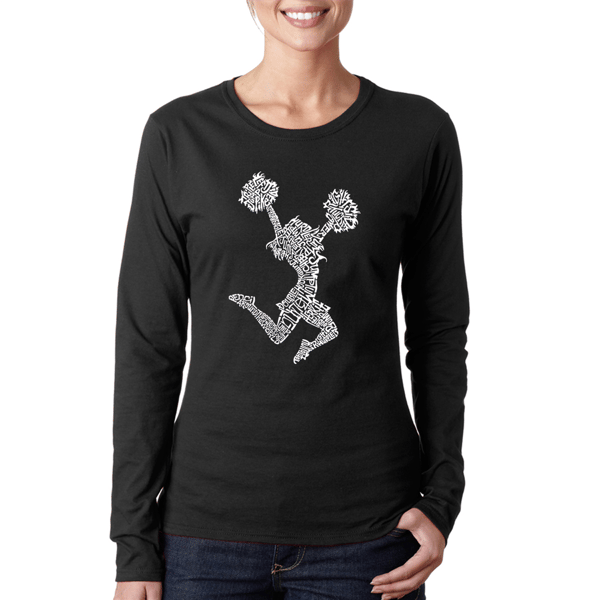 Womens LA Pop Art Cheer Word Art Long Sleeve Graphic Tee