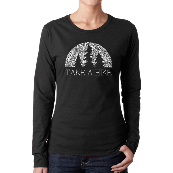 Womens LA Pop Art Nature Lover Word Art Long Sleeve Graphic Tee