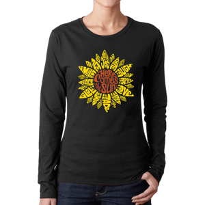 Womens LA Pop Art Sunflower Word Art Long Sleeve Tee