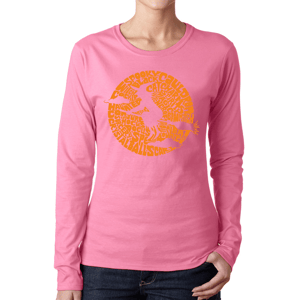 Womens LA Pop Art Spooky Witch Word Art Long Sleeve Graphic Tee
