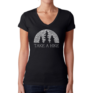 Womens LA Pop Art Nature Lover Word Art V-Neck Graphic Tee