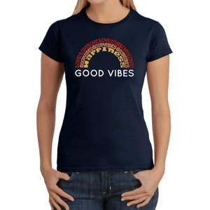 Womens LA Pop Art Good Vibes Word Art Tee