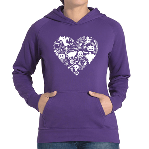 Plus Size LA Pop Art Halloween Heart Word Art Hooded Sweatshirt