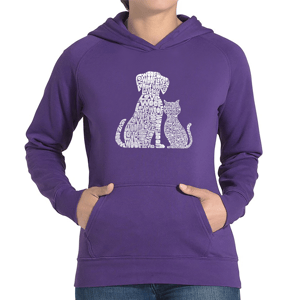 Plus Size LA Pop Art Dogs and Cats Word Art Hoodie