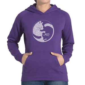 Plus Size LA Pop Art Yin Yang Cat Word Art Hoodie