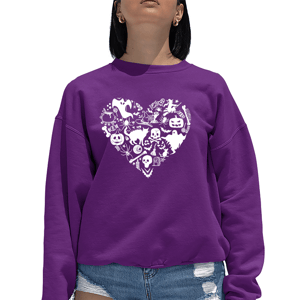Plus Size LA Pop Art Halloween Heart Word Art Crewneck Sweatshirt