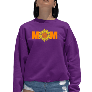 Plus Size LA Pop Art Mom Sunflower Word Art Crew Neck Sweatshirt