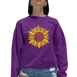 Plus Size LA Pop Art Sunflower Word Art Crewneck Sweatshirt