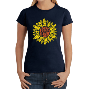 Womens LA Pop Art Sunflower Word Art Graphic Tee