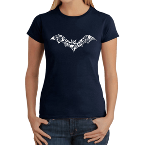 Womens LA Pop Art Bat Word Art Short Sleeve Tee